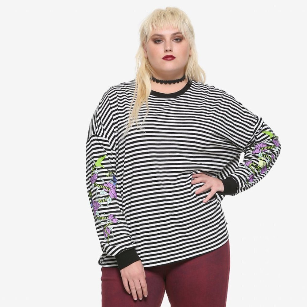 THE Nightmare Before Christmas Stripe Oversized Long-Sleeve Tshirt size 3x